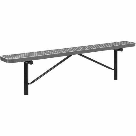 GLOBAL INDUSTRIAL 8ft Outdoor Steel Flat Bench, Expanded Metal, In Ground Mount, Gray 277157IGY